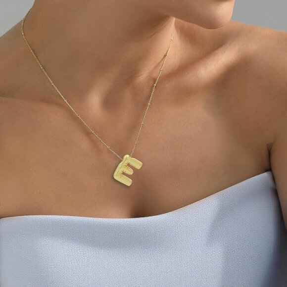 Unique 2-Piece Initial & Clover Pendant Necklaces - Hypoallergenic Gold Jewelry - Picture 4 of 6